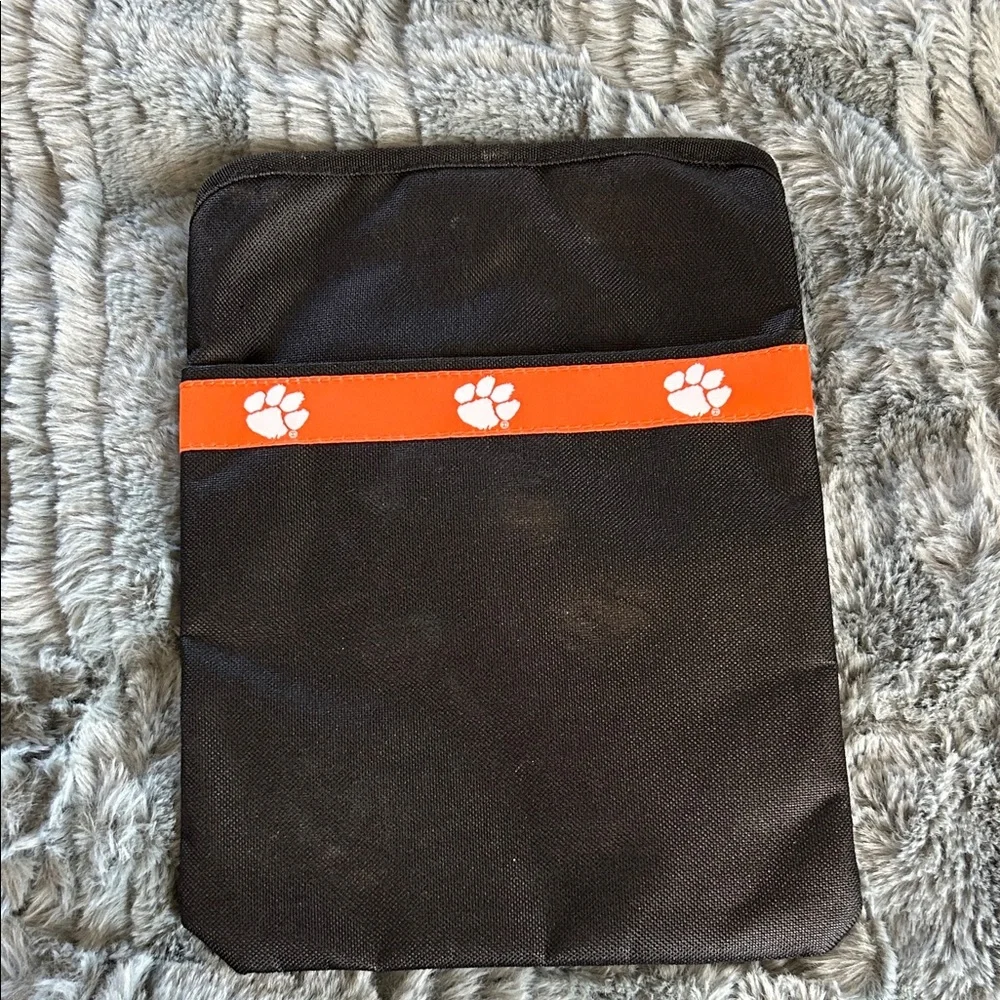 Black Tablet Sleeve with Clemson Orange Paw Print Accent